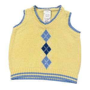 Nautica Baby Boy Sweater Vest, Size 12 M, Yellow & Blue Argyle Pastel Easter